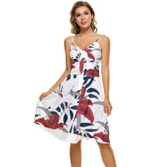 Special T- Shirt Special Flowers Pattern T- Shirt Sleeveless Tie Front Chiffon Dress by maxcute