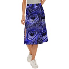 Purple Peacock Feather Midi Panel Skirt by Jancukart
