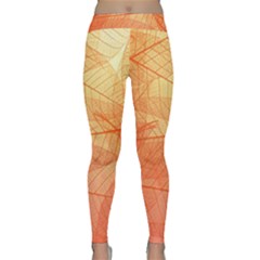 Orange Leaves Colorful Transparent Texture Of Natural Background Classic Yoga Leggings by Jancukart
