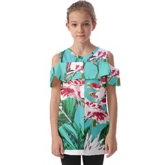 Tropical T- Shirt Tropical Gorgeous Oppositiflor T- Shirt Fold Over Open Sleeve Top by maxcute