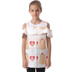 Tzu Dog T- Shirt Shih Tzu Dog Lover Cute Pattern T- Shirt Fold Over Open Sleeve Top by maxcute