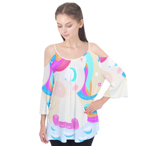 Unicorn Lover T- Shirt Cartoon Little Unicorn  T- Shirt Flutter Tees by maxcute