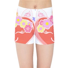 Unicorn T- Shirt Cute Unicorn Heart Valentines Day Design T- Shirt Kids  Sports Shorts by maxcute