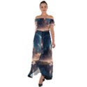 Space Planet Universe Galaxy Moon Off Shoulder Open Front Chiffon Dress View1