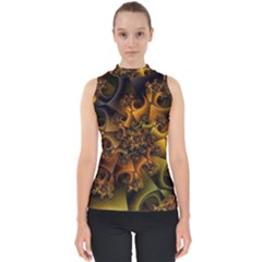 Digitalartflower Mock Neck Shell Top by Sparkle