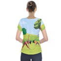 Mother And Daughter Yoga Art Celebrating Motherhood And Bond Between Mom And Daughter. Short Sleeve Front Detail Top View2