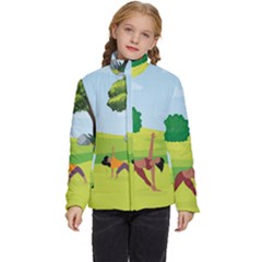 Mother And Daughter Yoga Art Celebrating Motherhood And Bond Between Mom And Daughter  Kids  Puffer Bubble Jacket Coat by SymmekaDesign