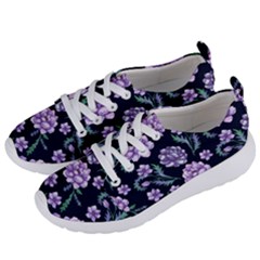 Elegant Purple Pink Peonies In Dark Blue Background Women s Lightweight Sports Shoes by augustinet
