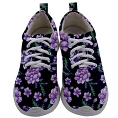 Elegant Purple Pink Peonies In Dark Blue Background Mens Athletic Shoes by augustinet