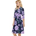 Elegant purple pink peonies in dark blue background Classy Knee Length Dress View3
