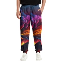 Ocean Sea Wave Clouds Mountain Colorful Sky Art Men s Elastic Waist Pants by Pakemis