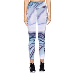 Marble Abstract White Pink Dark Art Pocket Leggings  by Pakemis