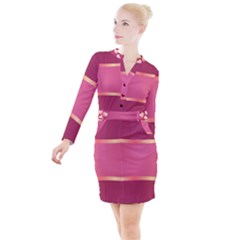 Heart Valentine Love Pink Red Button Long Sleeve Dress by Ravend