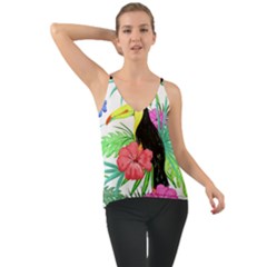 Sheets Tropical Nature Green Plant Chiffon Cami by Ravend