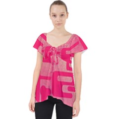 Pink Background Grunge Texture Lace Front Dolly Top by Ravend