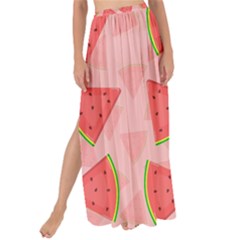 Background Watermelon Pattern Fruit Food Sweet Maxi Chiffon Tie-up Sarong by Jancukart
