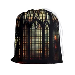 Stained Glass Window Gothic Haunted Eerie Drawstring Pouch (2xl) by Jancukart