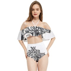 Scarface Movie Traditional Tattoo Halter Flowy Bikini Set  by tradlinestyle
