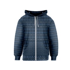 Blue Diamonds Motif Fancy Pattern Design Kids  Zipper Hoodie by dflcprintsclothing