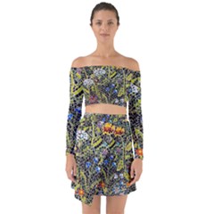 Mosaic Background Pattern Texture Off Shoulder Top With Skirt Set by Ravend