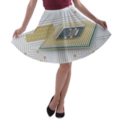 Technics Design Element Set Pattern Graphic Symbol A-line Skater Skirt by danenraven