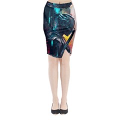 Who Sample Robot Prettyblood Midi Wrap Pencil Skirt by Ravend