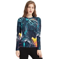 Who Sample Robot Prettyblood Women s Long Sleeve Rash Guard by Ravend