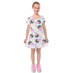 Pattern Pastel Drawing Art Kids  Short Sleeve Velvet Dress by Uceng