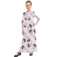 Pattern Pastel Drawing Art Kids  Quarter Sleeve Maxi Dress by Uceng