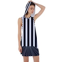 Illustration Stripes Geometric Pattern Racer Back Hoodie Dress by Uceng