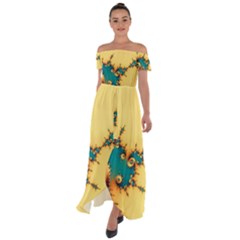 Fractal Art Fractals Digital Art Off Shoulder Open Front Chiffon Dress by Uceng