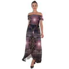 Fantasy Science Fiction Portal Off Shoulder Open Front Chiffon Dress by Uceng