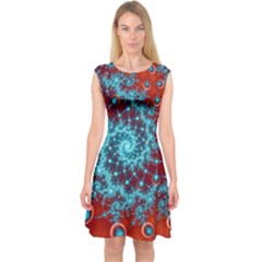 Fractal Pattern Background Capsleeve Midi Dress by Uceng
