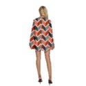 Colorful Zigzag Pattern Wallpaper Free Vector Round Neck Long Sleeve Bohemian Style Chiffon Mini Dress View4