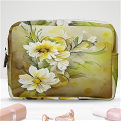 Watercolor Yellow And-white Flower Background Make Up Pouch (medium) by artworkshop