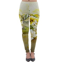 Watercolor Yellow And-white Flower Background Lightweight Velour Leggings by artworkshop