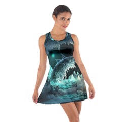 Sculpture Dinosaur Shark Frozen Winter Fantasy Cotton Racerback Dress by Ravend