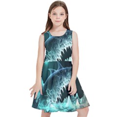 Sculpture Dinosaur Shark Frozen Winter Fantasy Kids  Skater Dress by Ravend