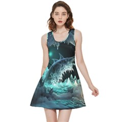 Sculpture Dinosaur Shark Frozen Winter Fantasy Inside Out Reversible Sleeveless Dress by Ravend