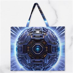 Ai Generated Digital Technology Computer Internet Zipper Large Tote Bag by Ravend