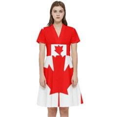 Canada Flag Canadian Flag View Short Sleeve Waist Detail Dress by Ravend