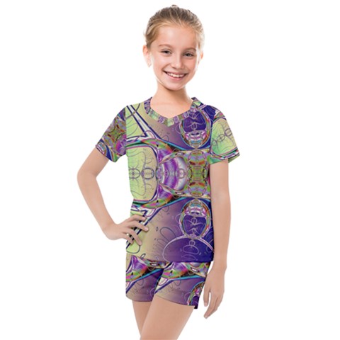 Fractal Abstract Digital Art Art Colorful Kids  Mesh Tee And Shorts Set by Ravend
