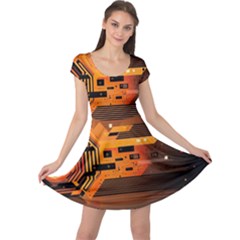 Technology Design Tech Computer Future Business Cap Sleeve Dress by Ravend