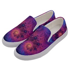 Fractal Fractals Spiral Vortex Blue Dark Art Men s Canvas Slip Ons by Ravend