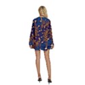 Fractal Spiral Art Pattern Blue Design Round Neck Long Sleeve Bohemian Style Chiffon Mini Dress View4