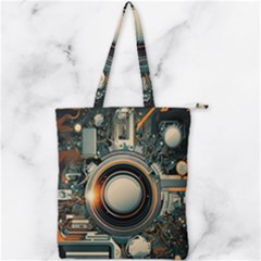 Illustrations Technology Robot Internet Processor Double Zip Up Tote Bag by Ravend