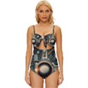 Illustrations Technology Robot Internet Processor Knot Front One-Piece Swimsuit View1
