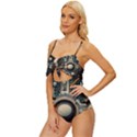 Illustrations Technology Robot Internet Processor Knot Front One-Piece Swimsuit View2