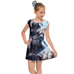 Ai Generated Viking God Fantasy Dog Norse Man Kids  Cap Sleeve Dress by danenraven