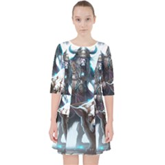 Ai Generated Viking God Fantasy Dog Norse Man Quarter Sleeve Pocket Dress by danenraven